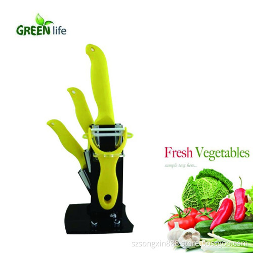 Ultra Sharp 5-Piece Ceramic Knife Set(5'' Slicing knife , 4'' Utility,3'' Paring and 1 Y Peeler),5 in 1 ktichen tool